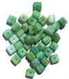 40 6x7mm Light Green & Yellow Marble Cube Beads
